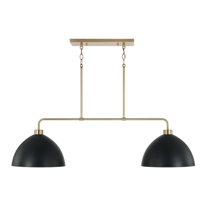 Capital Lighting 852021AB Ross Two Light Island Pendant, Aged Brass and Black