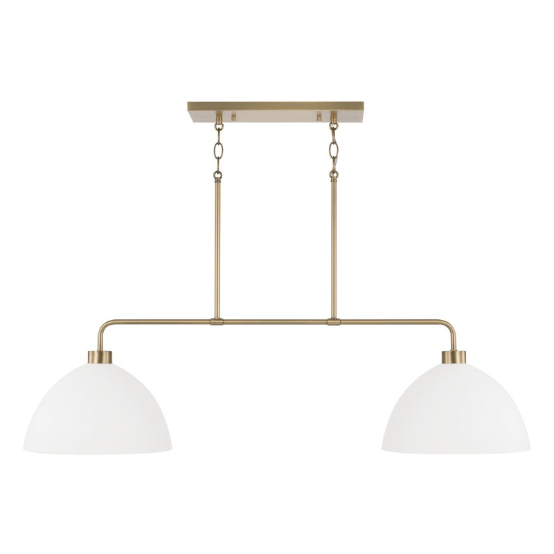 Capital Lighting 852021AW Ross Two Light Island Pendant, Aged Brass and White