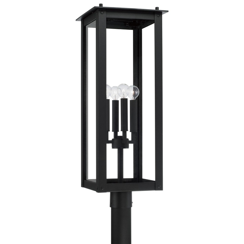 Capital Lighting 934643BK Hunt Four Light Outdoor Post-Lantern, Black