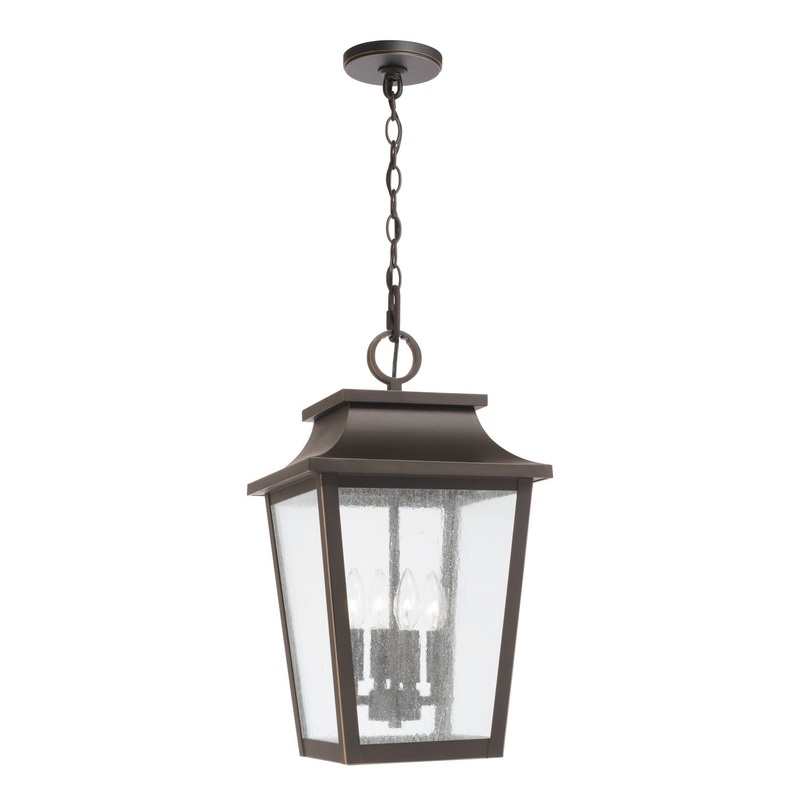 Capital Lighting 953344OZ Chandler Four Light Outdoor Hanging Lantern, Oiled Bronze