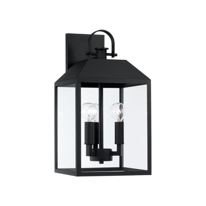 Capital Lighting 953431BK Nelson Three Light Outdoor Wall Lantern, Black