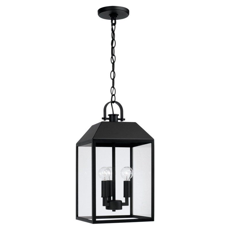 Capital Lighting 953434BK Nelson Three Light Outdoor Hanging Lantern, Black