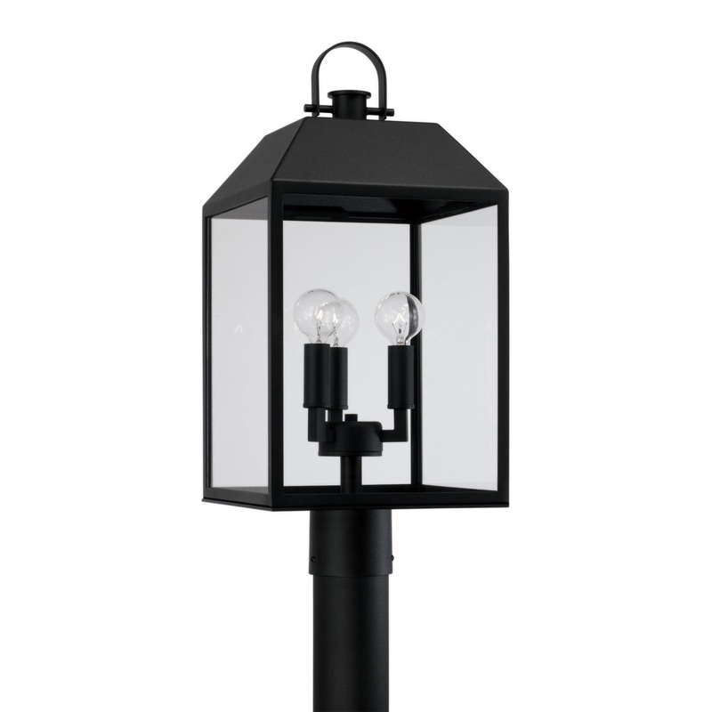 Capital Lighting 953435BK Nelson Three Light Outdoor Post Lantern, Black