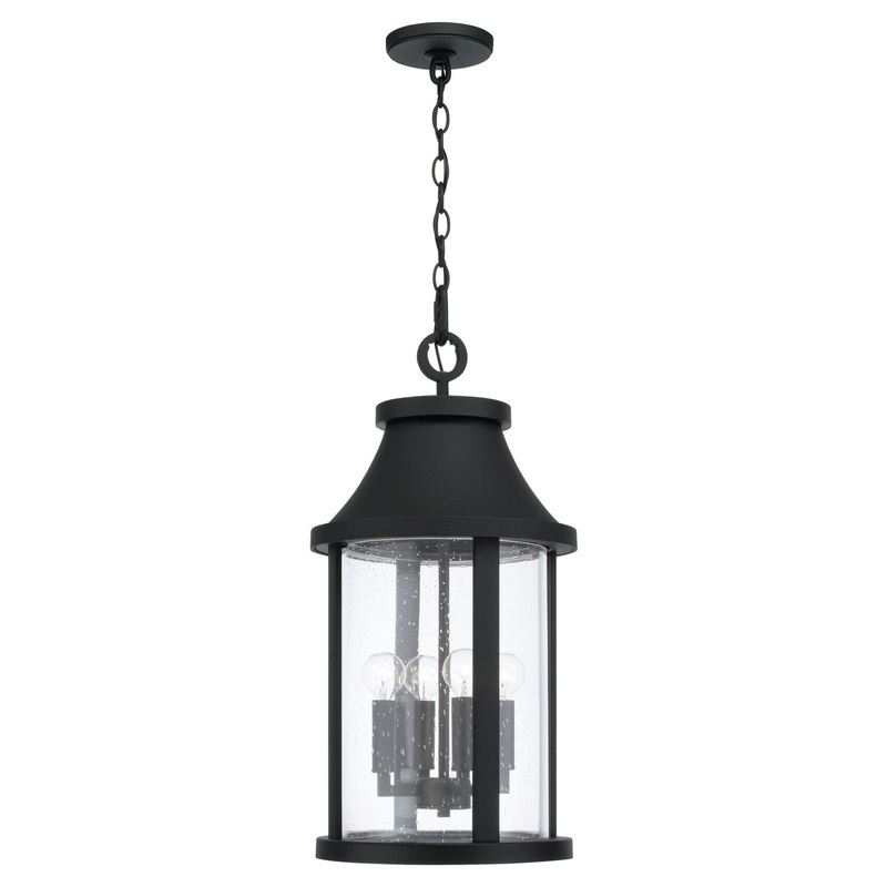 Capital Lighting 953644BK Bridger Four Light Outdoor Hanging Lantern, Black