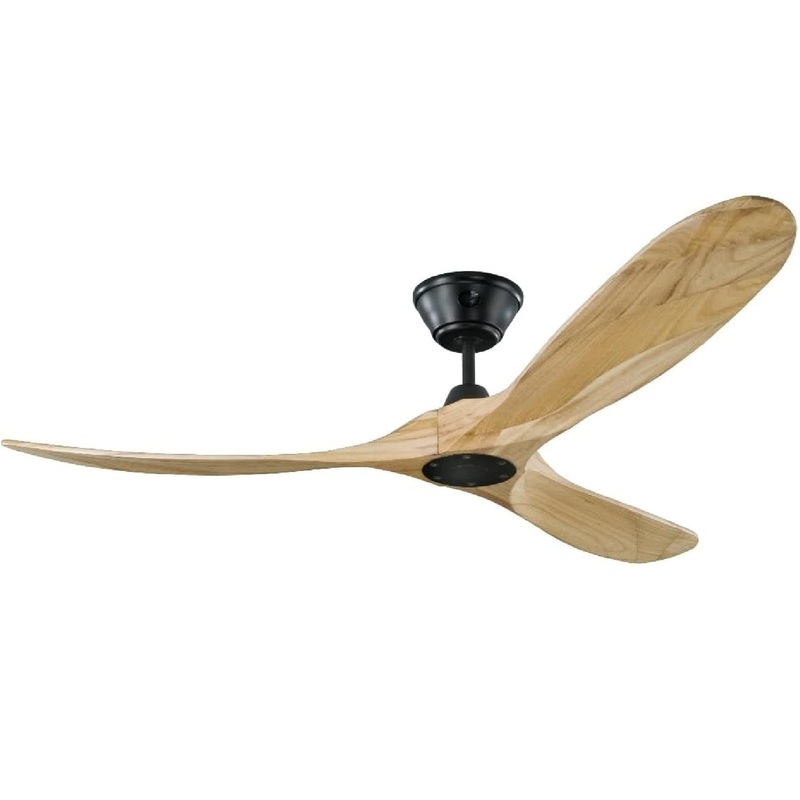 Visual Comfort Fan 3MAVR60BKNW Maverick 60" Ceiling Fan, Matte Black and Natural Wood