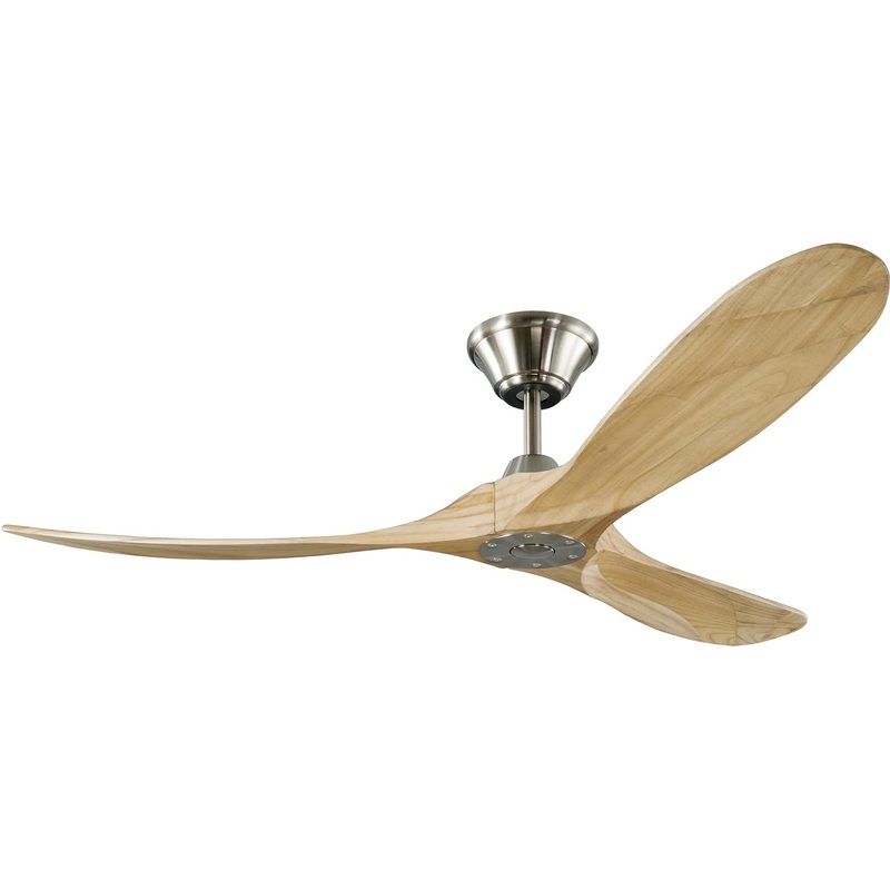Visual Comfort Fan 3MAVR60BSNW Maverick 60" Ceiling Fan, Brushed Steel and Natural Wood