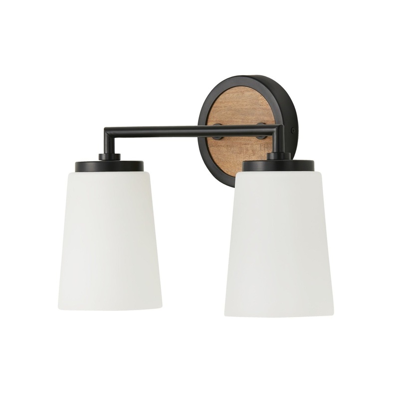 Capital Lighting 150821WK-546 Jonah Two Light Vanity, Light Wood and Matte Black