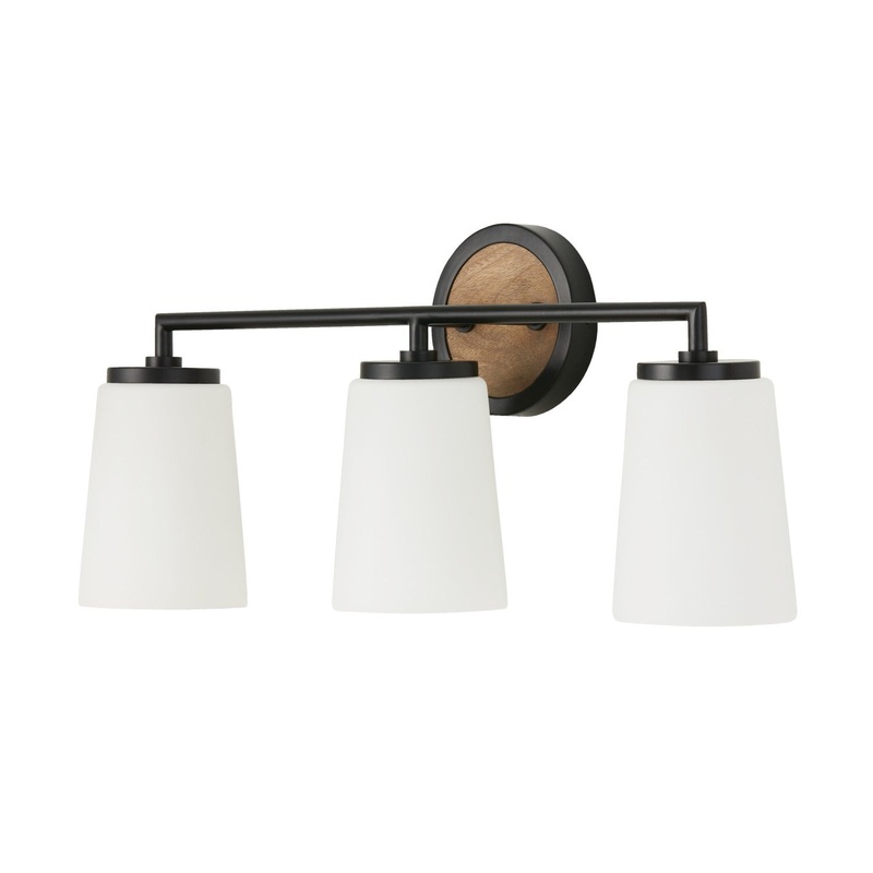 Capital Lighting 150831WK-546 Jonah Three Light Vanity, Light Wood and Matte Black