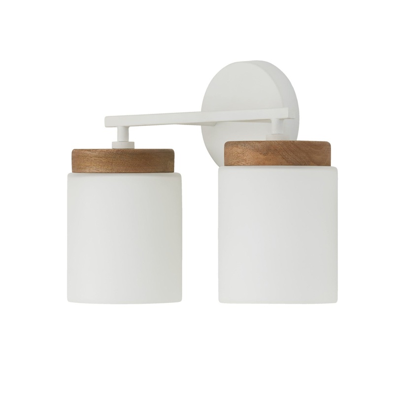 Capital Lighting 150921LT-547 Liam Two Light Vanity, Light Wood and White