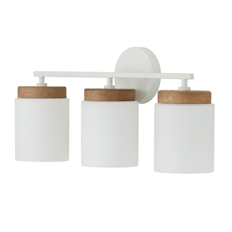 Capital Lighting 150931LT-547 Liam Three Light Vanity, Light Wood and White