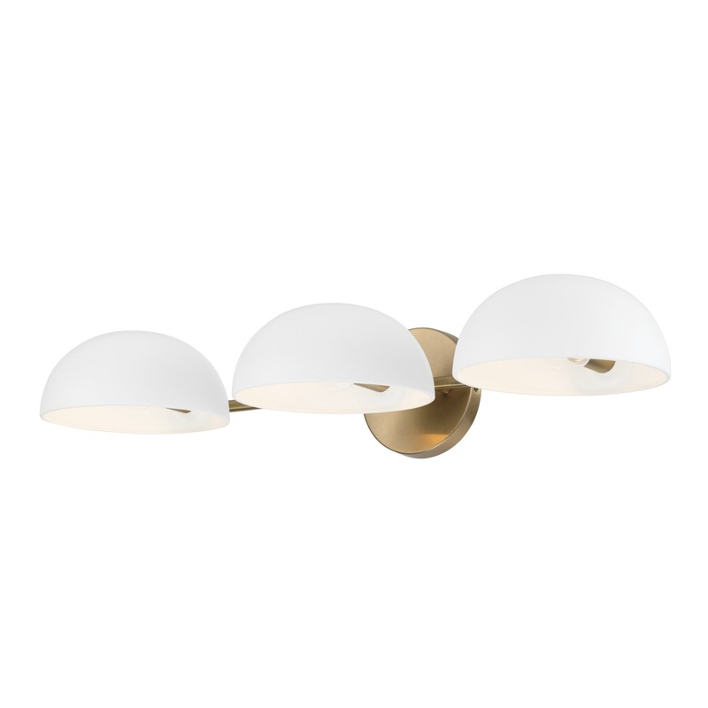 Capital Lighting 151431AW Reece Three Light Vanity, Aged Brass and White