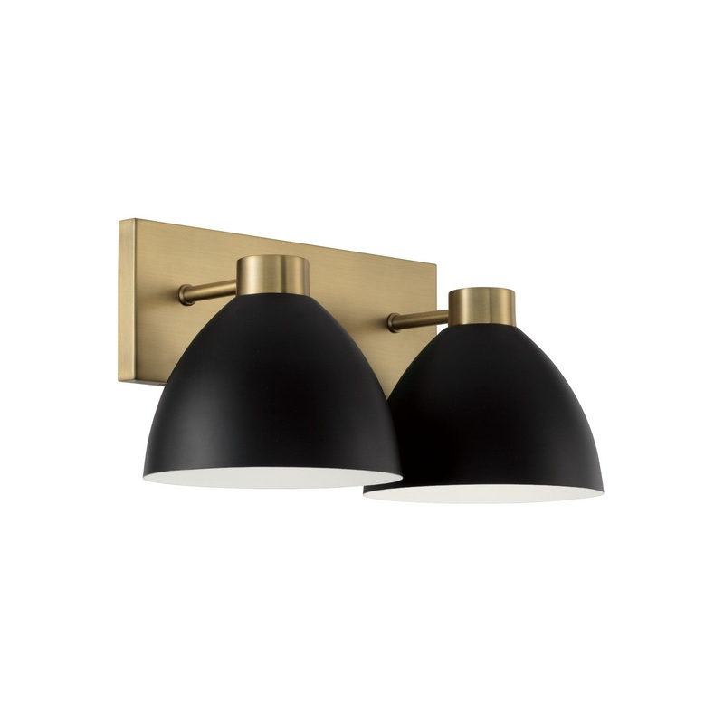 Capital Lighting 152021AB Ross Two Light Vanity, Aged Brass and Black