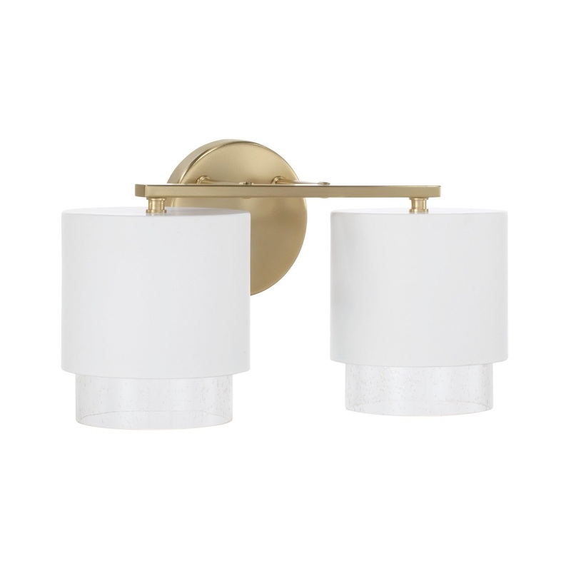Capital Lighting 153021RE-549 Weller Two Light Vanity, Matte Brass and White
