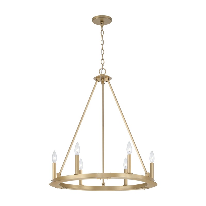 Capital Lighting 4916AD Pearson Six Light Chandelier, Aged Brass