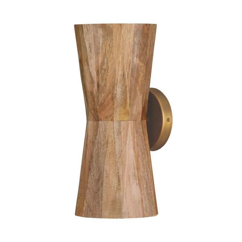 Capital Lighting 651021LW Nadeau Two Light Wall Sconce, Light Wood and Patinaed Brass