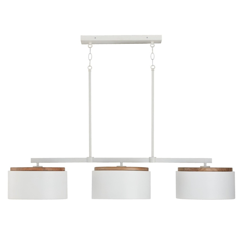 Capital Lighting 850931LT Liam Three Light Island Pendant, Light Wood and White