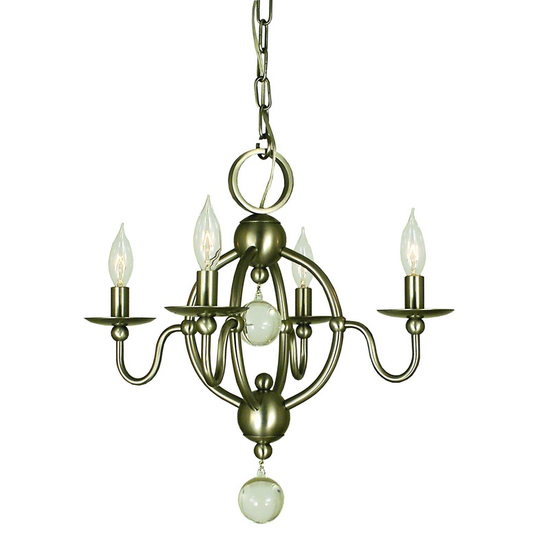 Framburg 1159 BN Quatrefoil Four Light Chandelier, Brushed Nickel