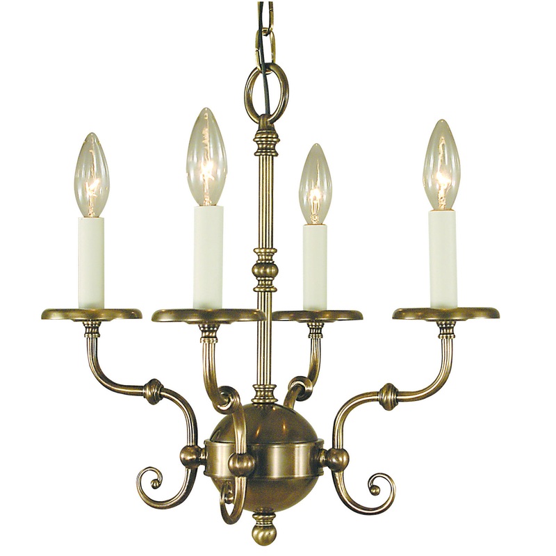 Framburg 2374 AB Jamestown Four Light Chandelier, Antique Brass