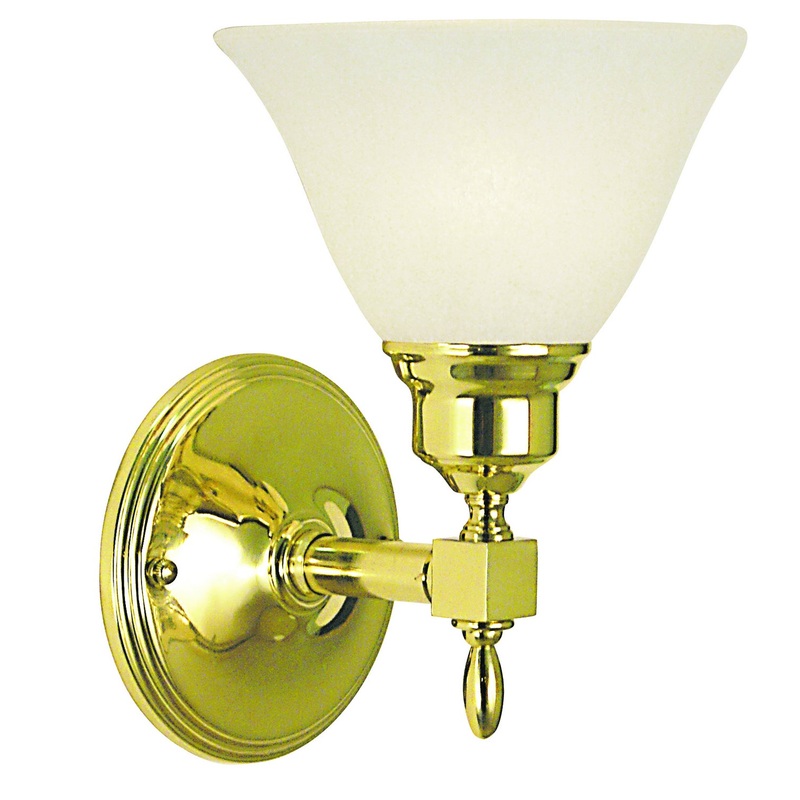 Framburg 2431 PB/WH Taylor One Light Wall Sconce, Polished Brass with White Marble Glass Shade