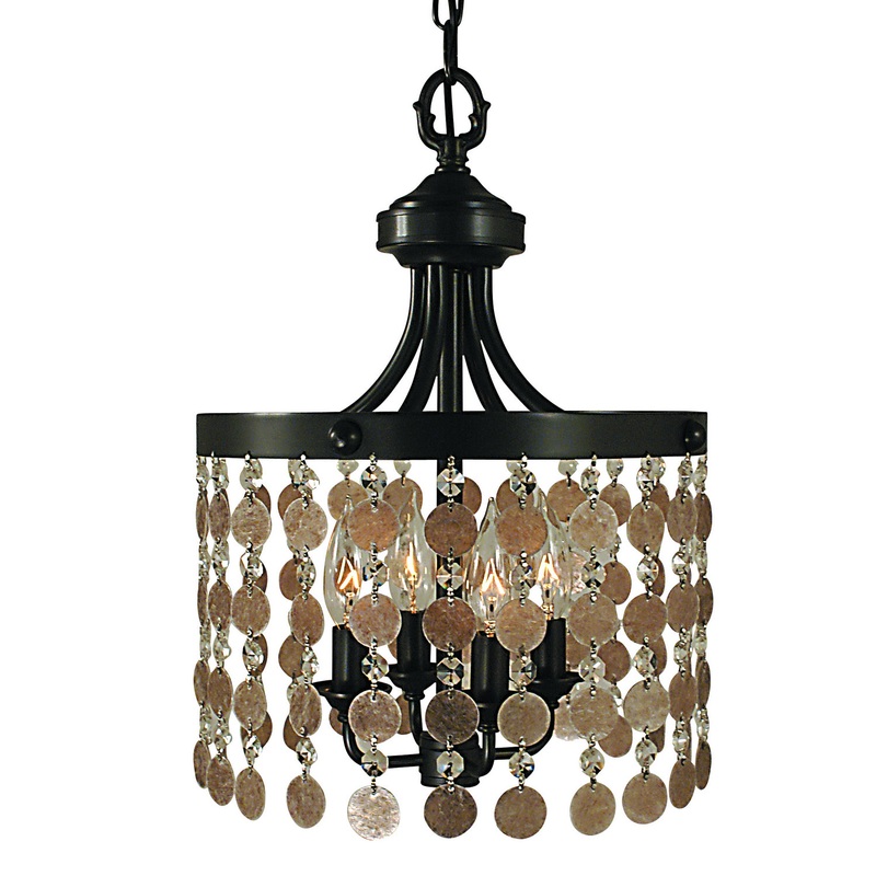 Framburg 2484 MB Naomi Four Light Chandelier, Mahogany Bronze