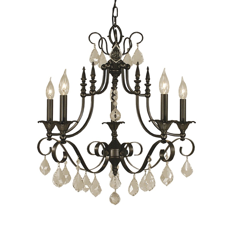 Framburg 2975 MB Liebestraum Six Light Chandelier, Mahogany Bronze