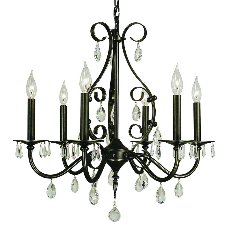 Framburg 2986 MB Liebestraum Six Light Chandelier, Mahogany Bronze