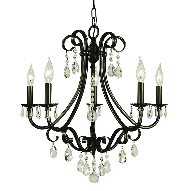 Framburg 2995 MB Liebestraum Five Light Chandelier, Mahogany Bronze