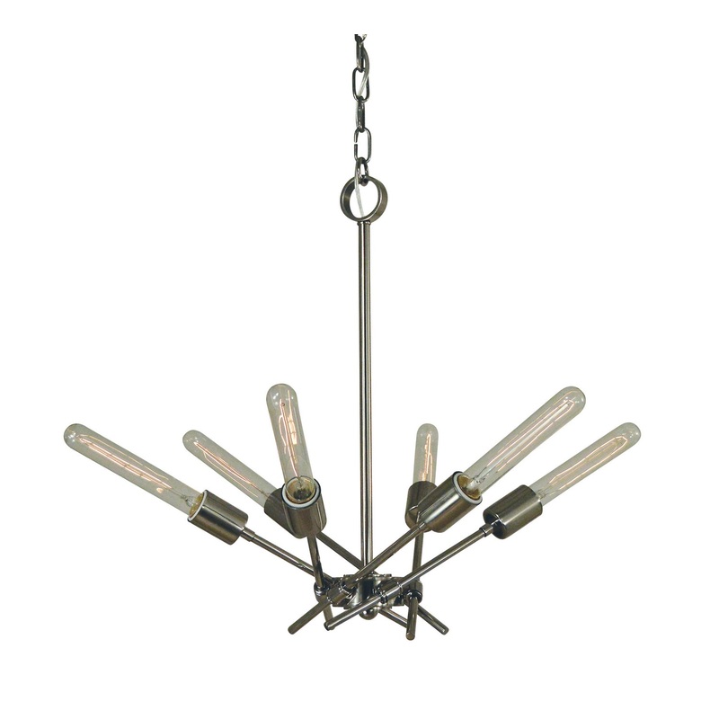 Framburg 3076 PN Quasar Six Light Chandelier, Polished Nickel