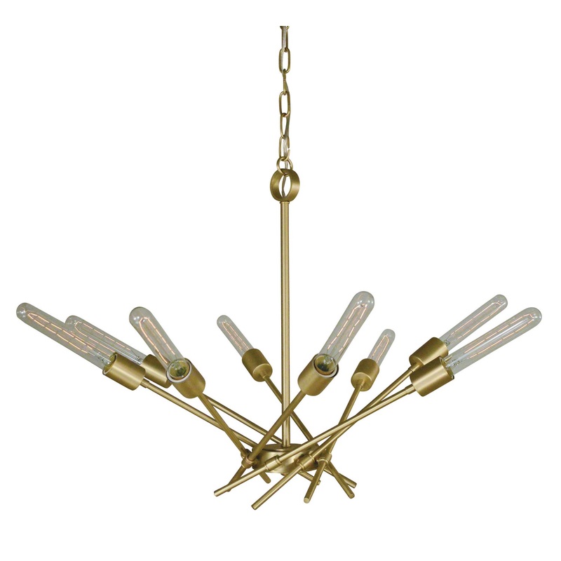 Framburg 3078 SB Quasar Eight Light Chandelier, Satin Brass