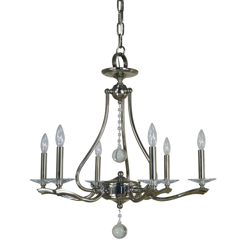 Framburg 3096 PN Allena Six Light Chandelier, Polished Nickel