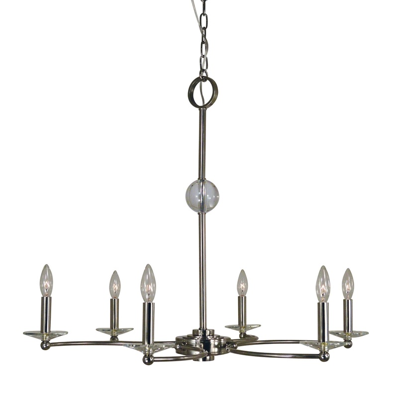 Framburg 3108 PN Pirouette Six Light Chandelier, Polished Nickel