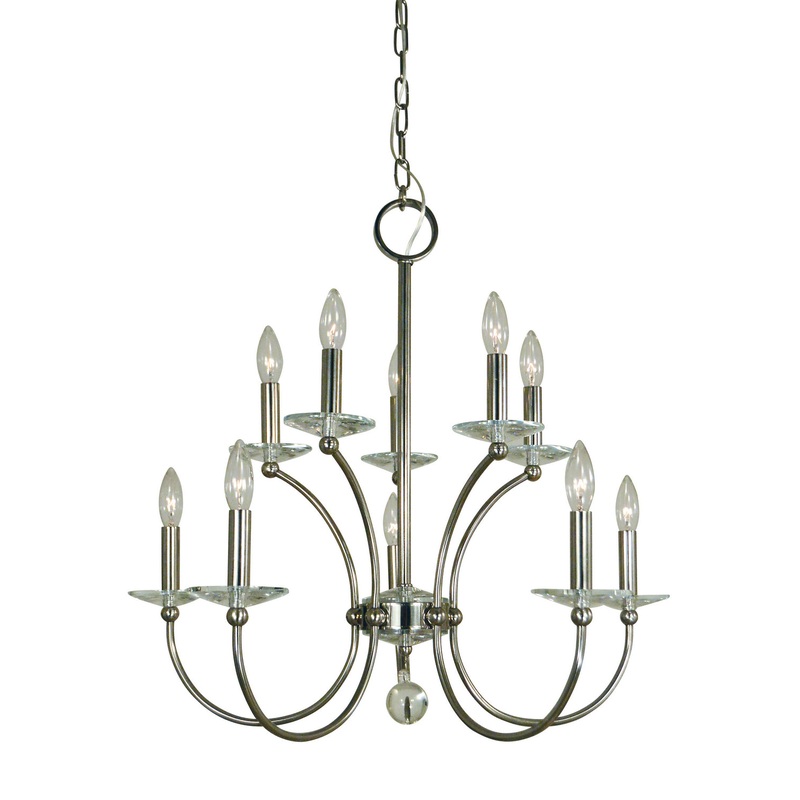 Framburg 3109 PN Pirouette Ten Light Chandelier, Polished Nickel