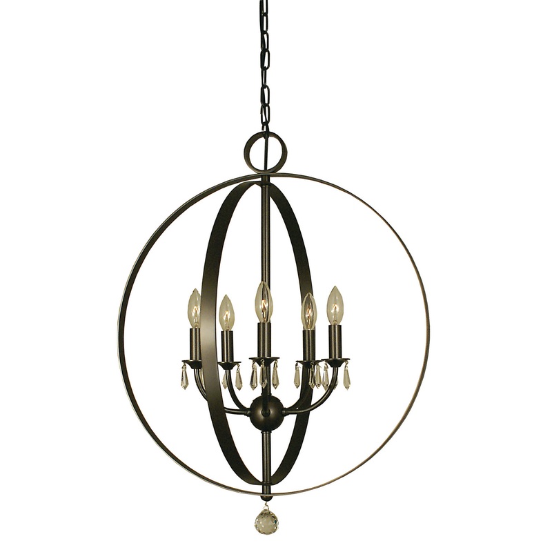 Framburg 4375 MB Constellation Five Light Chandelier, Mahogany Bronze
