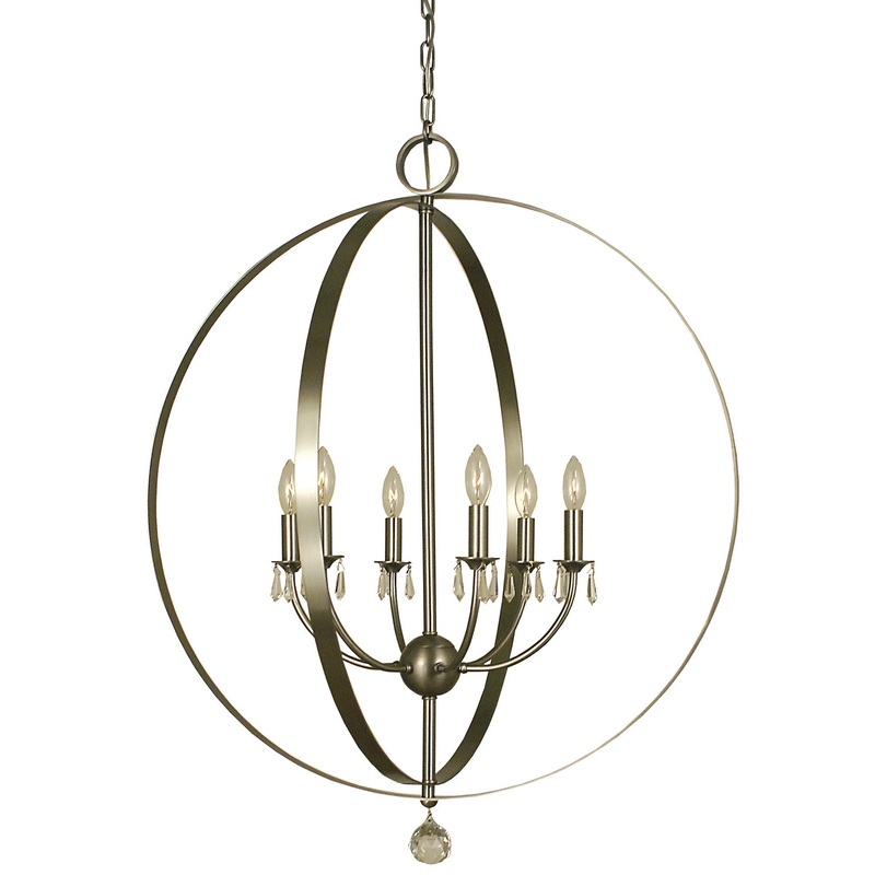 Framburg 4376 BN Constellation Six Light Foyer Chandelier, Brushed Nickel