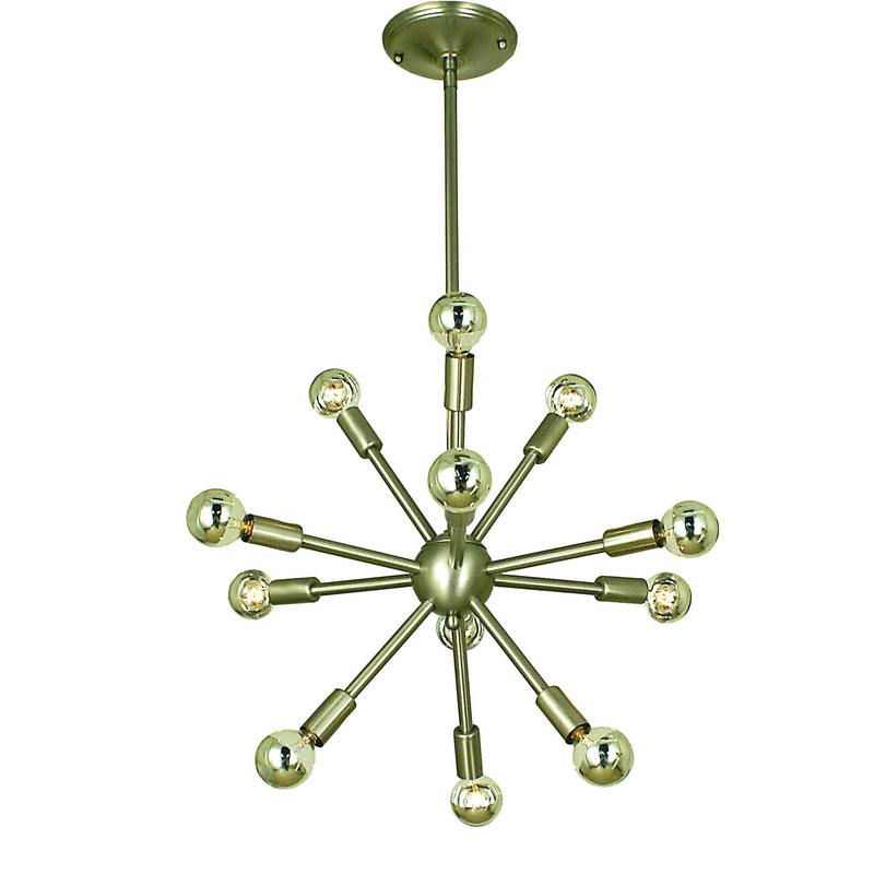 Framburg 4393 BN Simone 12 Light Chandelier, Brushed Nickel