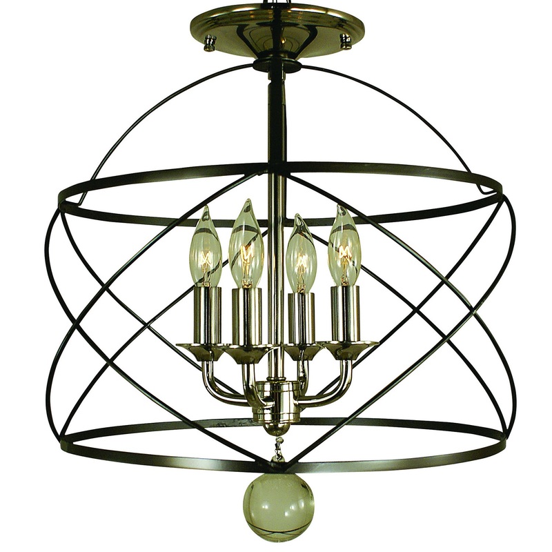 Framburg 4411 MB/PN Nantucket Four Light Flush / Semi-Flush Mount, Mahogany Bronze and Polished Nickel