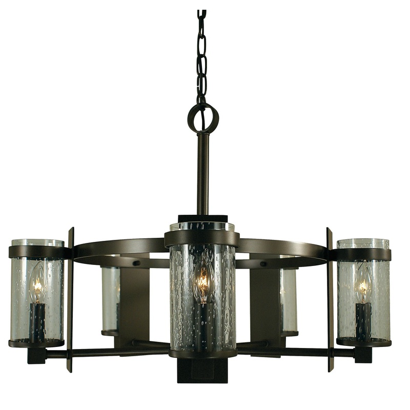 Framburg 4435 MB/C Hammersmith Five Light Chandelier, Mahogany Bronze with Clear Glass