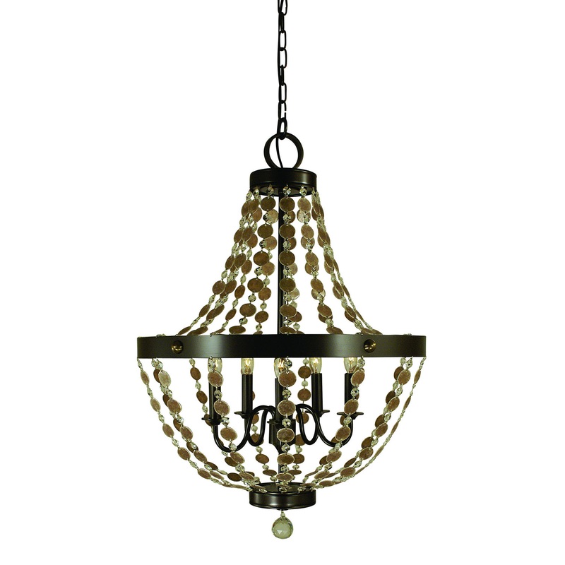 Framburg 4485 MB Naomi Five Light Chandelier, Mahogany Bronze