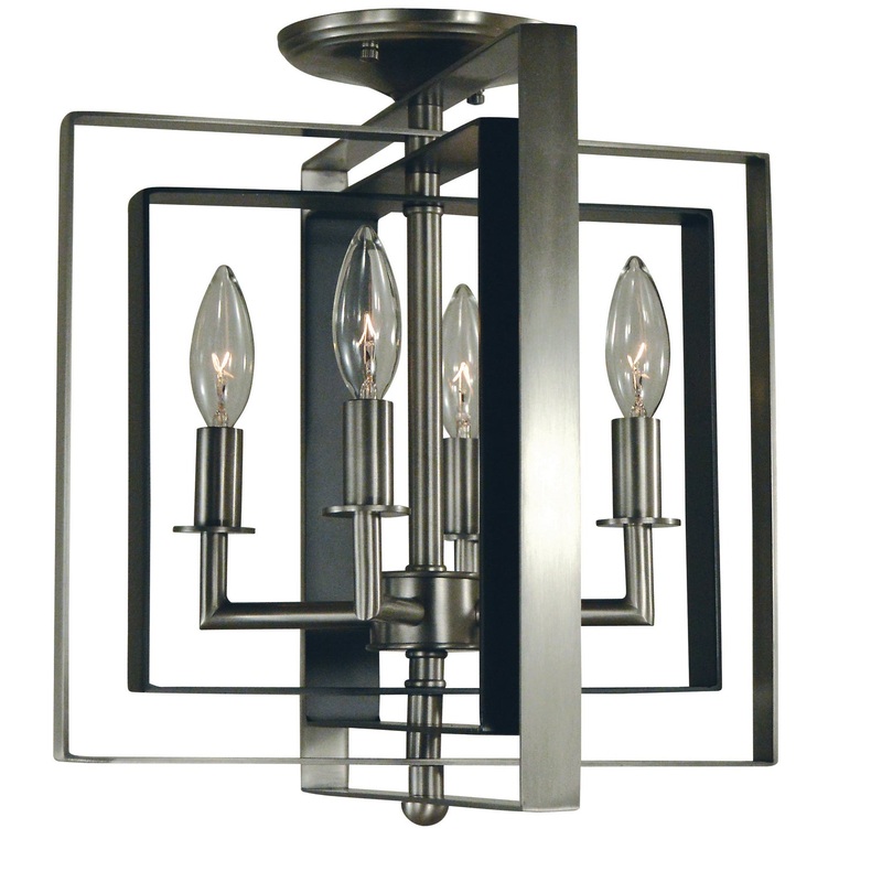 Framburg 4861 BN/MBLACK Symmetry Four Light Flush / Semi-Flush Mount, Brushed Nickel with Matte Black Accents