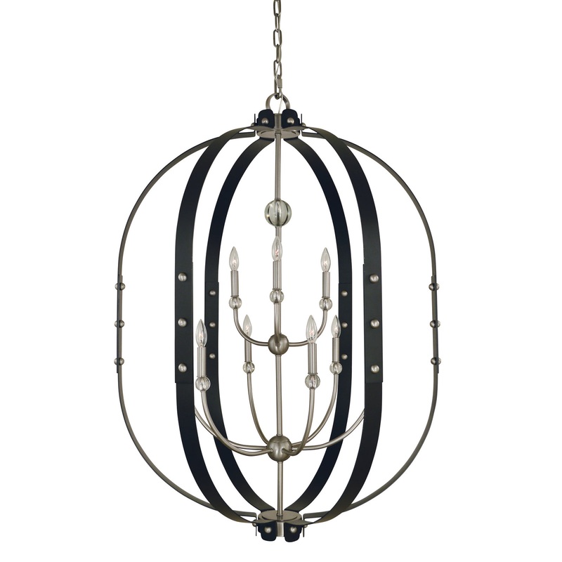 Framburg 5319 BN/MBLACK Urban Craftsman Five Light Chandelier, Brushed Nickel/Matte Black
