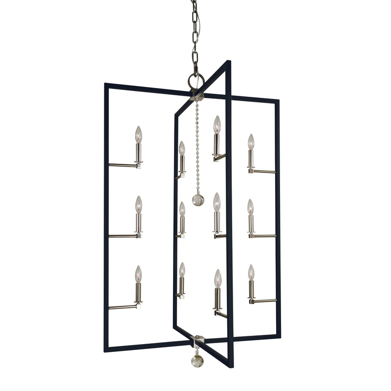 Framburg 5369 PN/MBLACK Minimalist Elegant 12 Light Foyer Chandelier, Polished Nickel/Matte Black