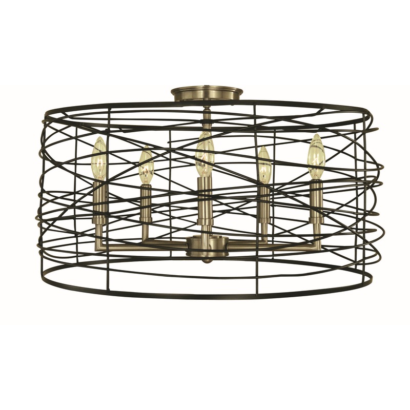 Framburg 5618 BN/MBLACK Boca Five Light Flush/Semi-Flush Mount, Brushed Nickel and Matte Black