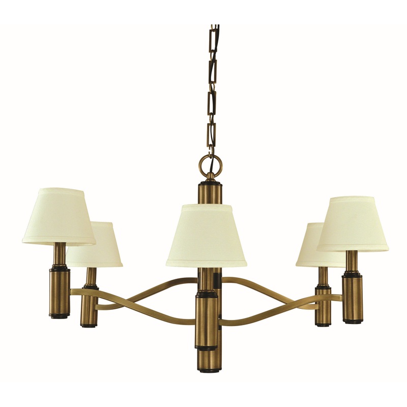 Framburg 5636 AB/MBLACK Hampton Six Light Chandelier, Antique Brass and Matte Black
