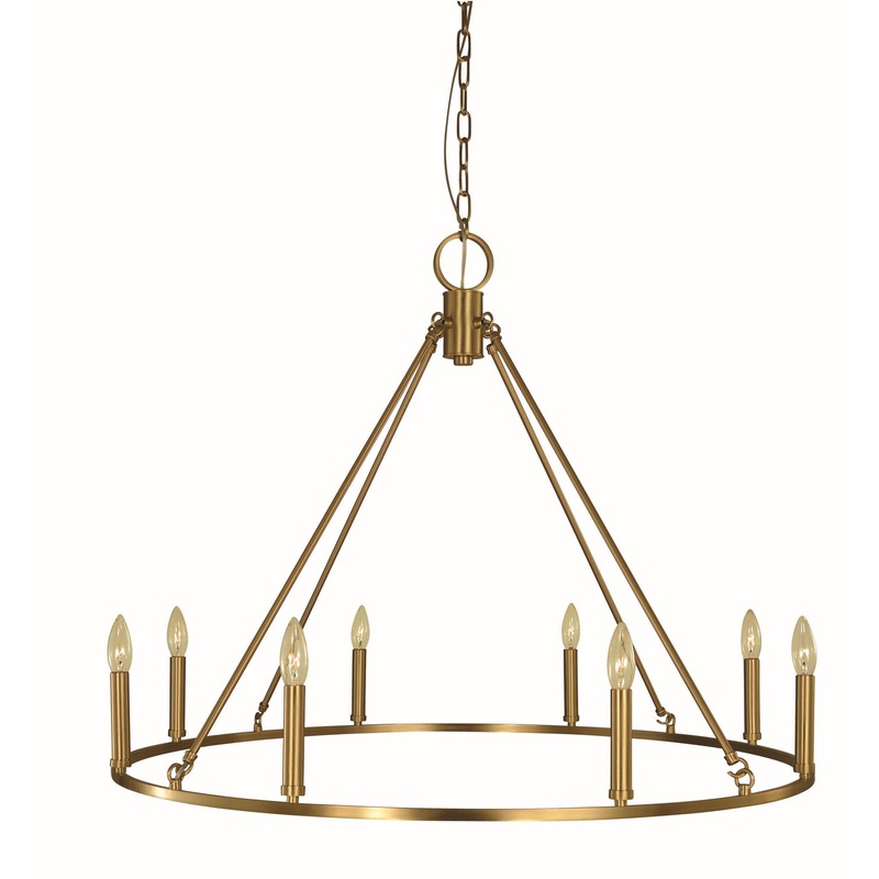 Framburg 5658 BR Midtown Eight Light Chandelier, Brushed Brass