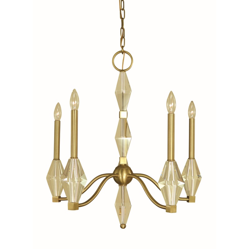 Framburg 5665 BR Vivian Five Light Chandelier, Brushed Brass