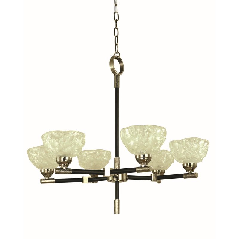 Framburg 5696 PN/MBLACK Stonebridge Five Light Chandelier, Polished Nickel/Matte Black