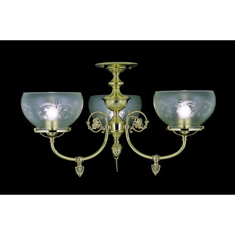 Framburg 7523 PB Chancery Three Light Flush / Semi-Flush Mount, Polished Brass