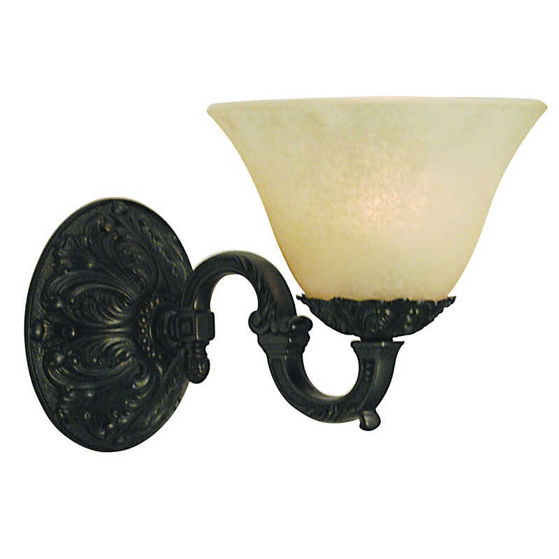 Framburg 7881 MB/CM Napoleonic One Light Wall Sconce, Mahogany Bronze with Champagne Marble Glass