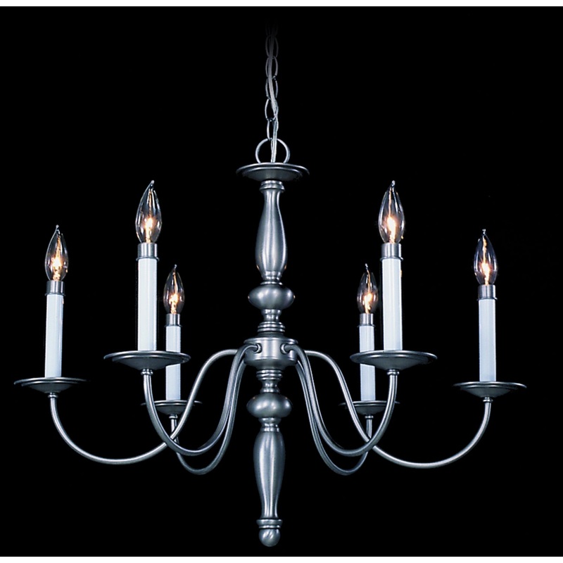 Framburg 7916 SP Jamestown Six Light Chandelier, Satin Pewter