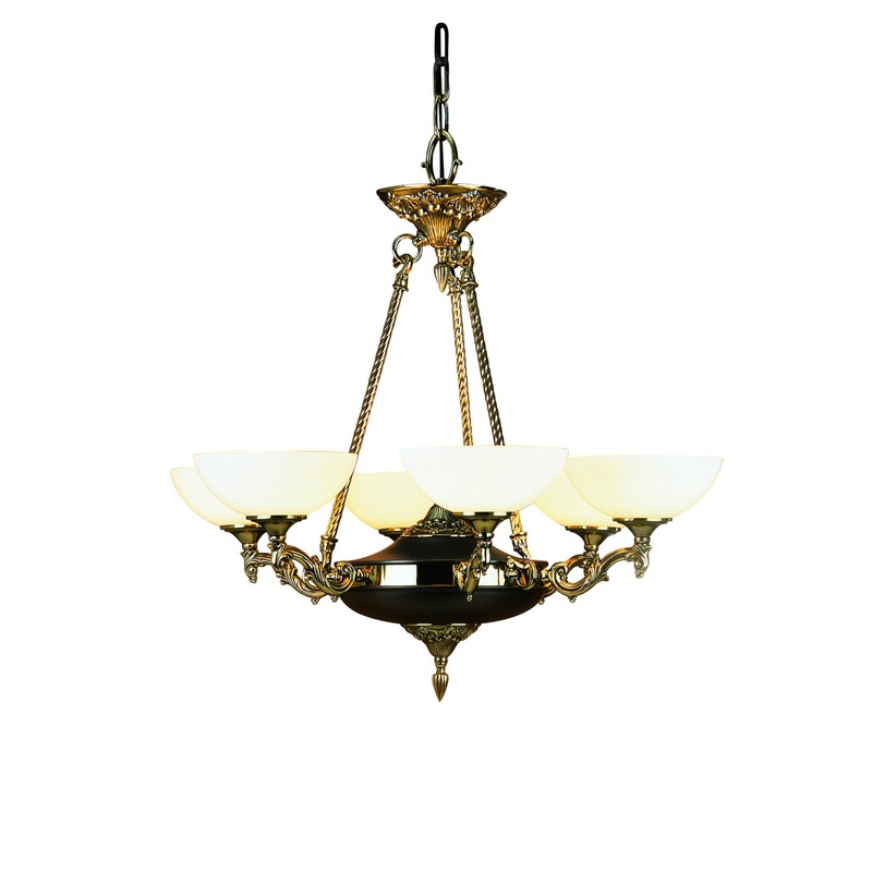 Framburg 8406 FB Napoleonic Six Light Chandelier, French Brass